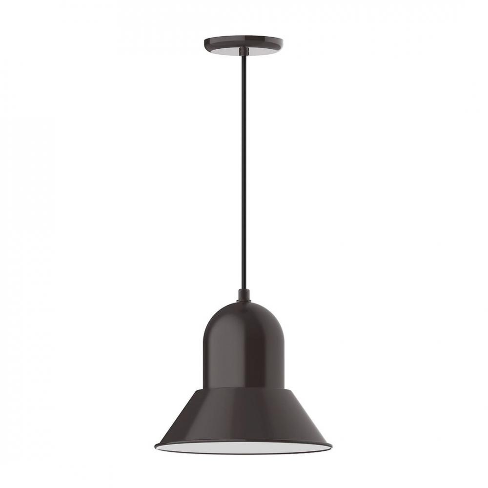 12" Prima shade, LED Pendant with white cord and canopy, Architectural Bronze