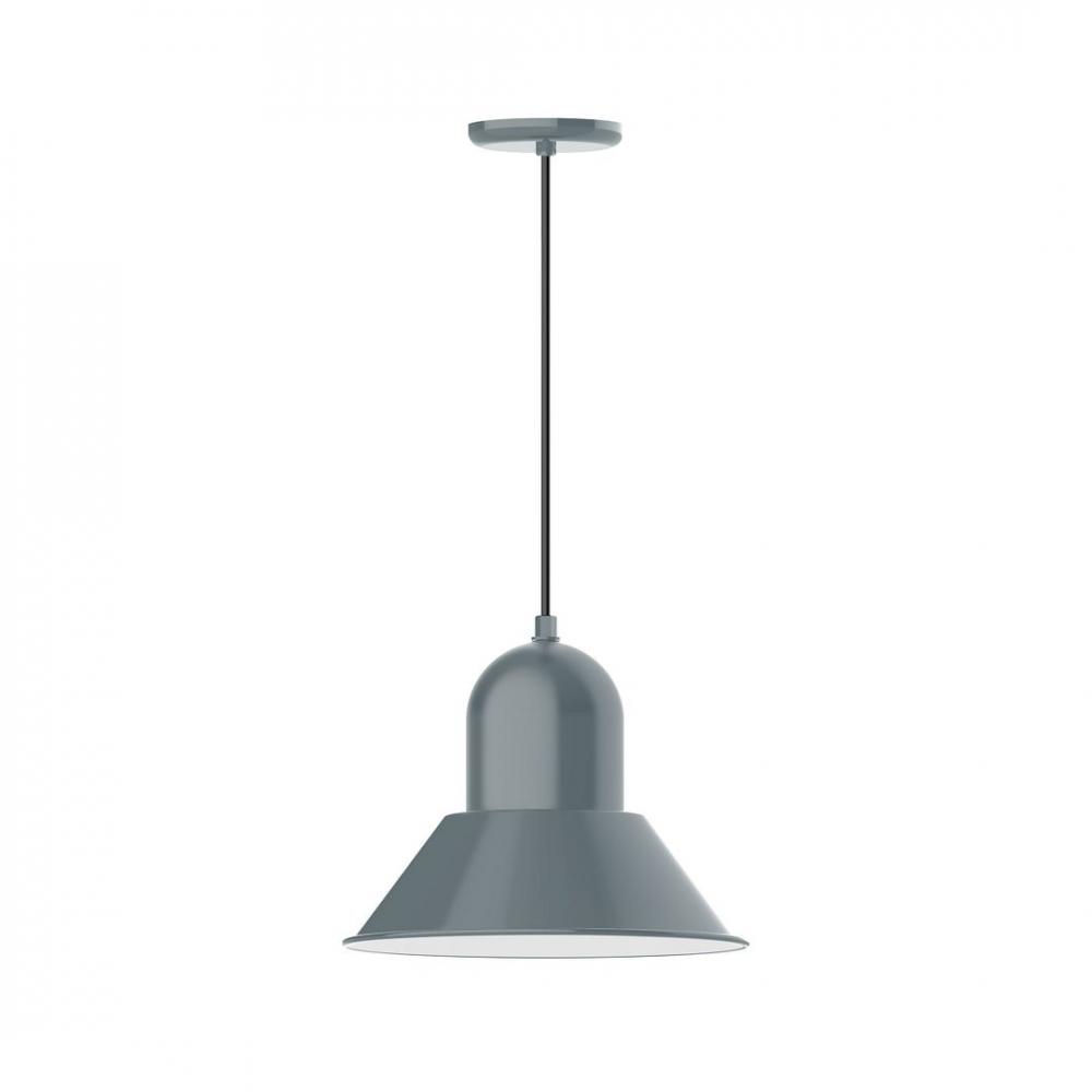 14" Prima shade, LED Pendant with cool tweed fabric cord and canopy, Slate Gray