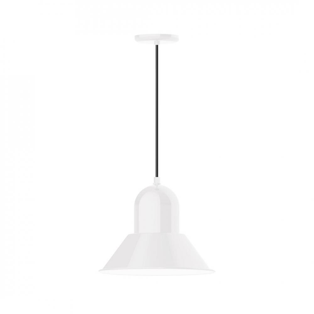 14" Prima shade, LED Pendant with navy mini tweed fabric cord and canopy, White