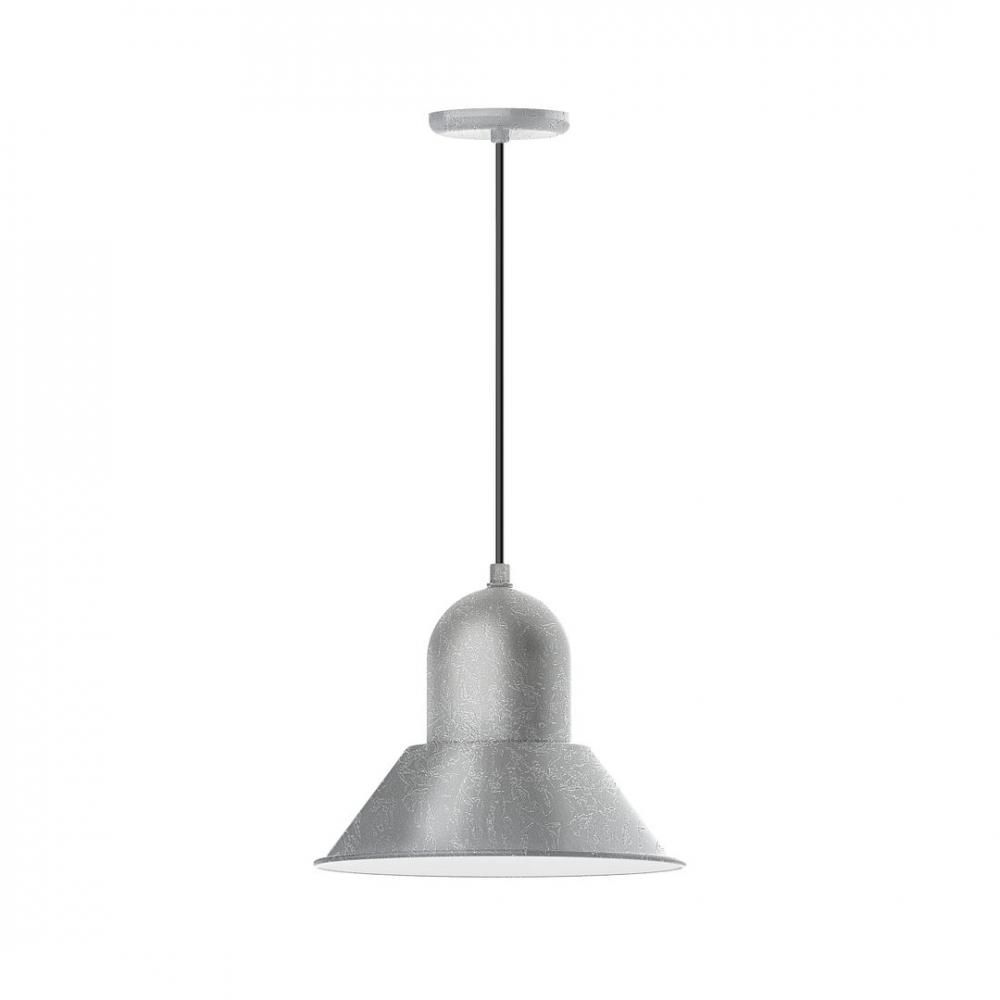 14" Prima shade, LED Pendant with black cord and canopy, Painted Galvanized