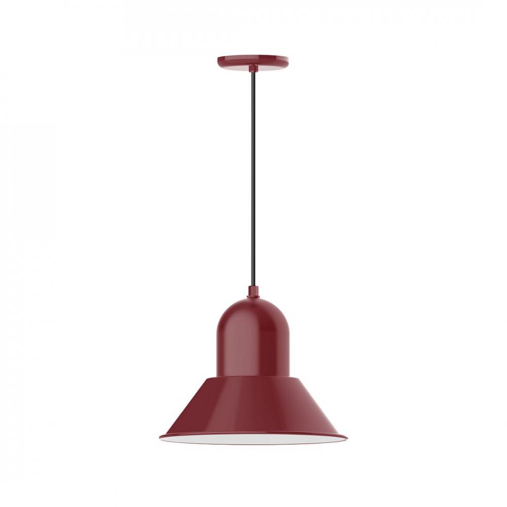 14" Prima shade, LED Pendant with black solid fabric cord and canopy, Barn Red