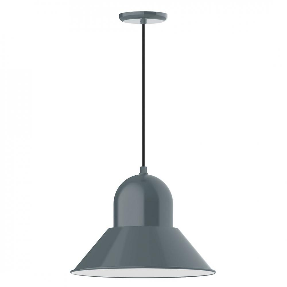 16" Prima shade, LED Pendant with black cord and canopy, Slate Gray