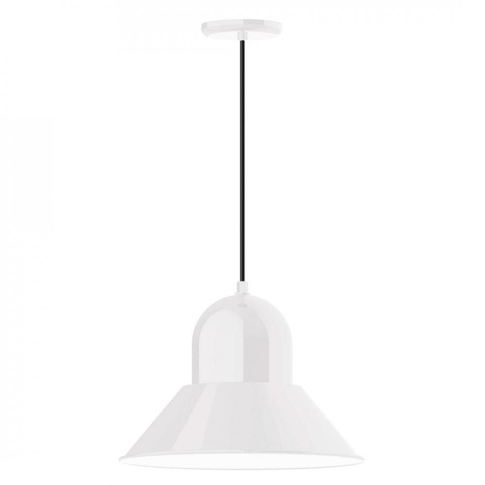 16" Prima shade, LED Pendant with navy mini tweed fabric cord and canopy, White