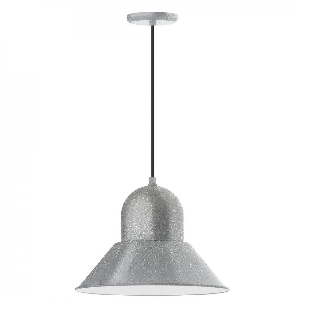 16" Prima shade, LED Pendant with white cord and canopy, Painted Galvanized