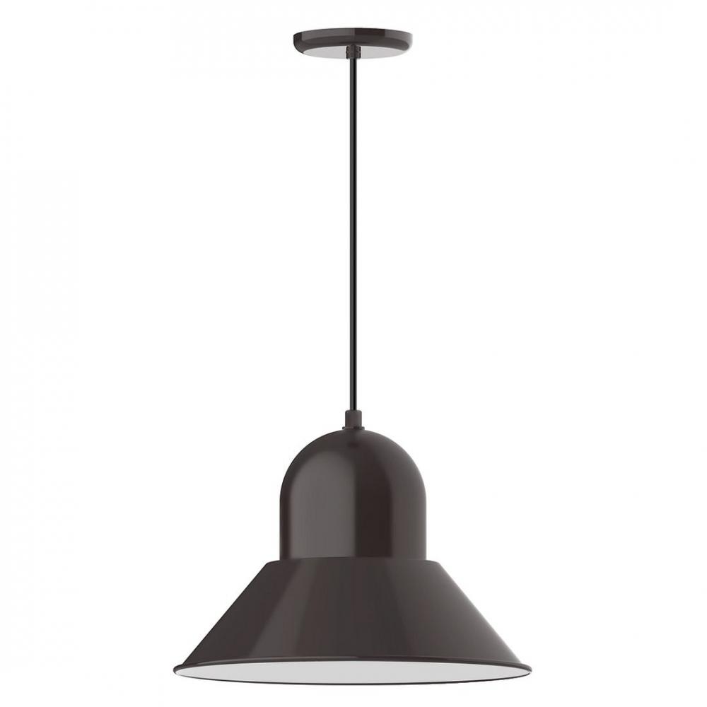 16" Prima shade, LED Pendant with white solid fabric cord and canopy, Architectural Bronze