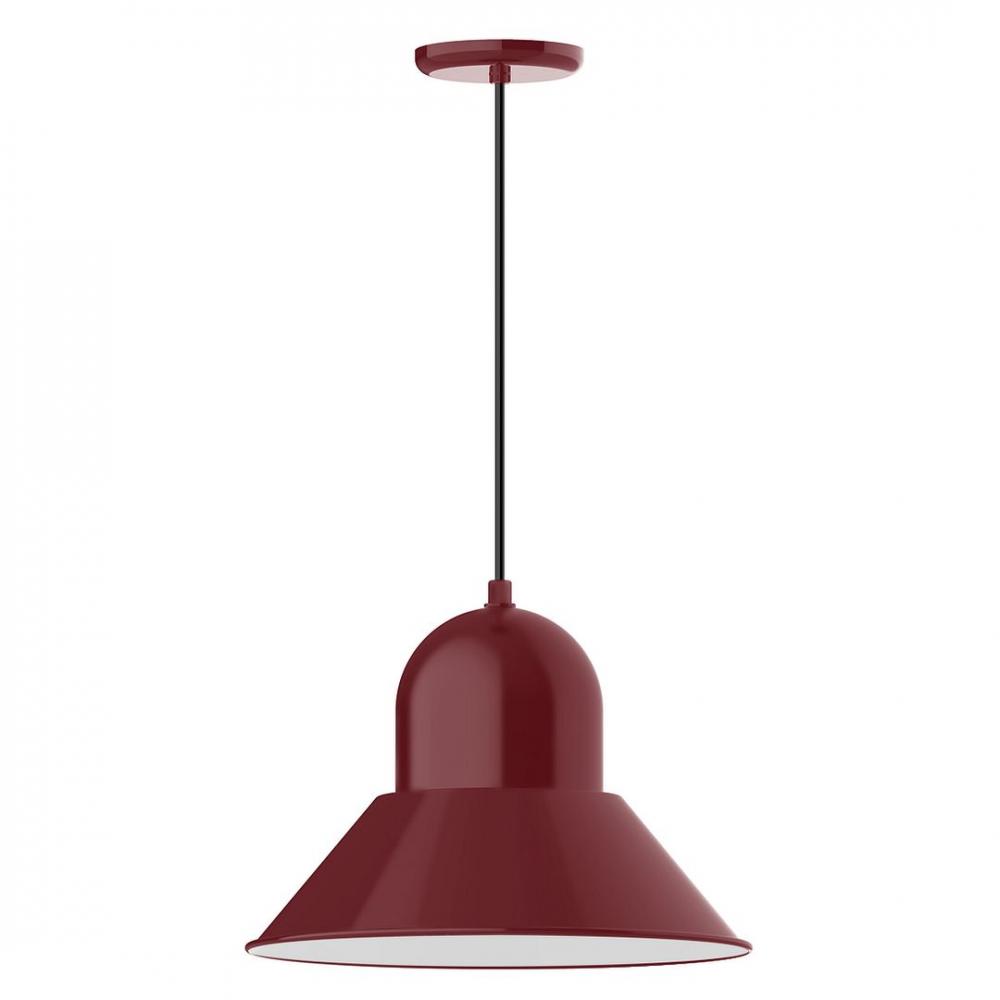 16" Prima shade, LED Pendant with gray solid fabric cord and canopy, Barn Red