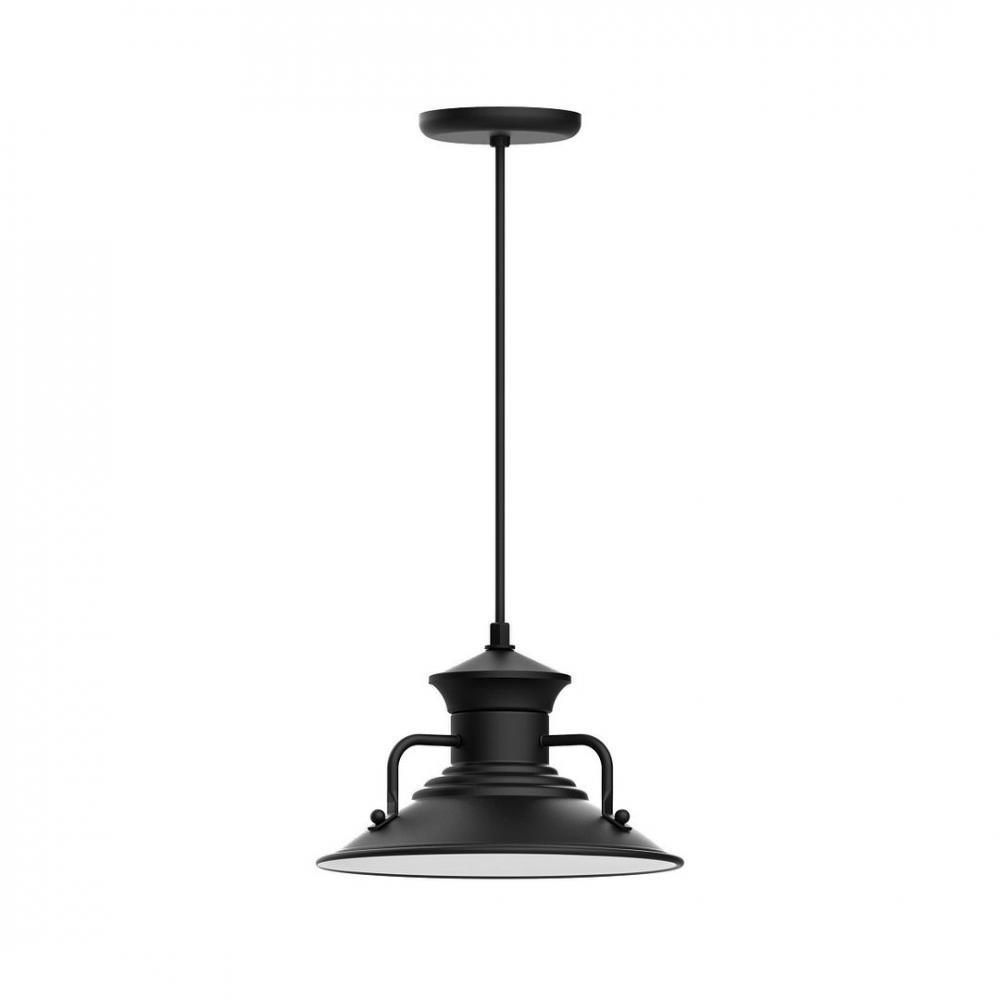 12" Homestead shade, LED Pendant with black cord and canopy, Black