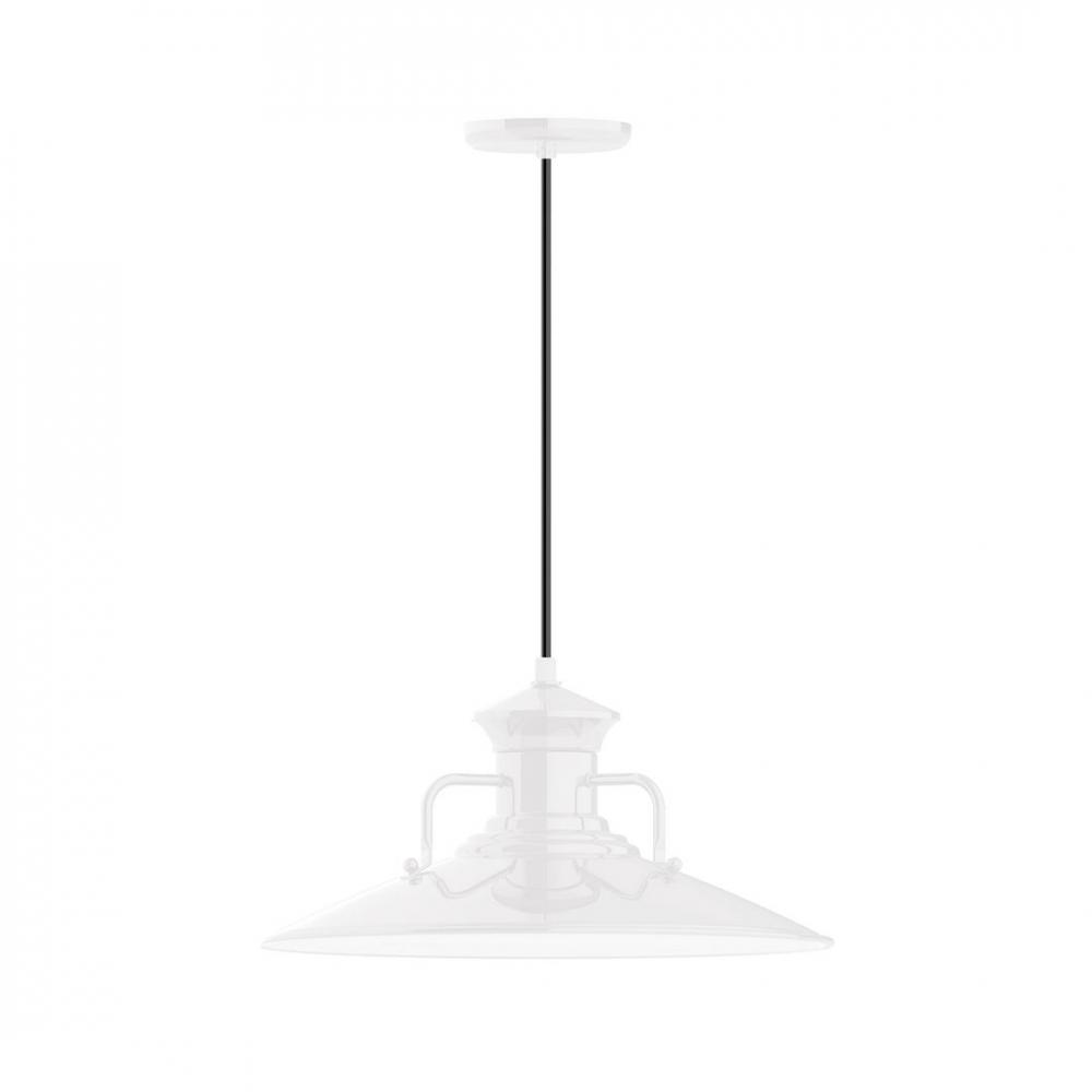 18" Homestead shade, LED Pendant with white cord and canopy, White