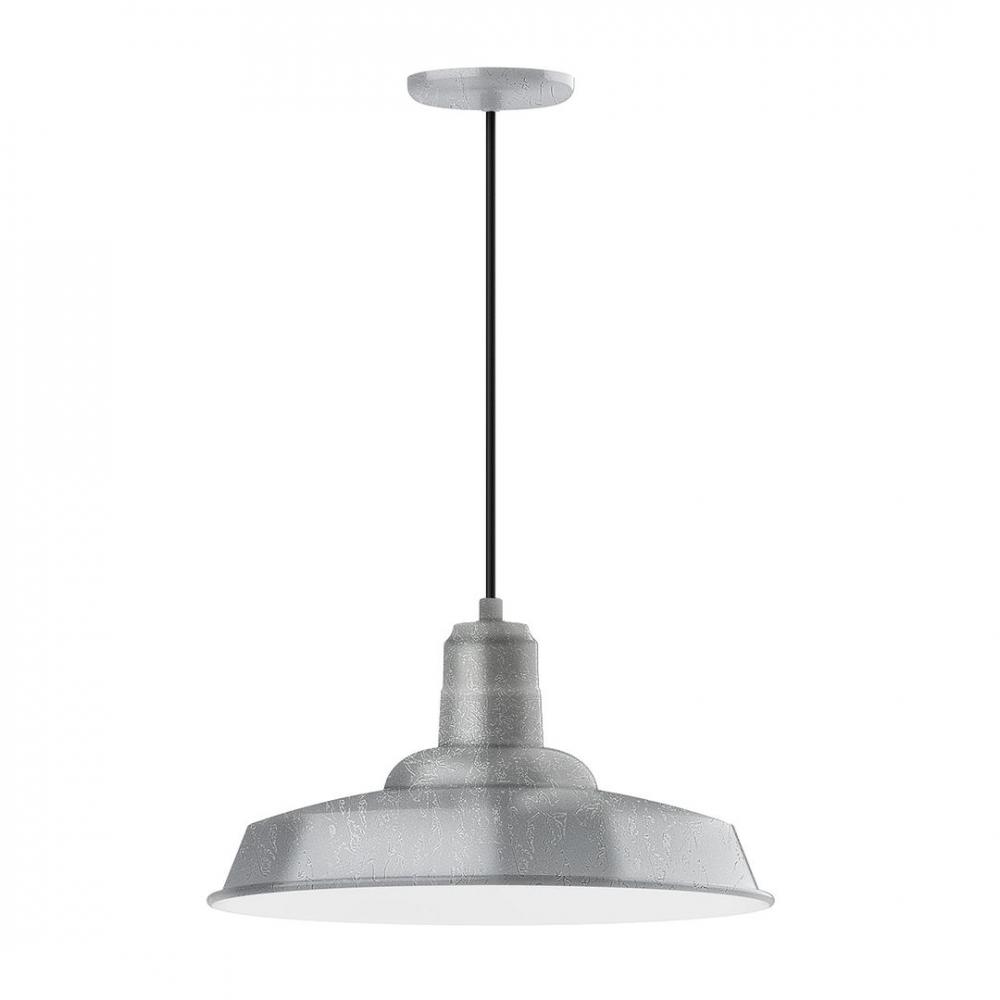 18" Warehouse shade, LED Pendant with black cord and canopy, Painted Galvanized