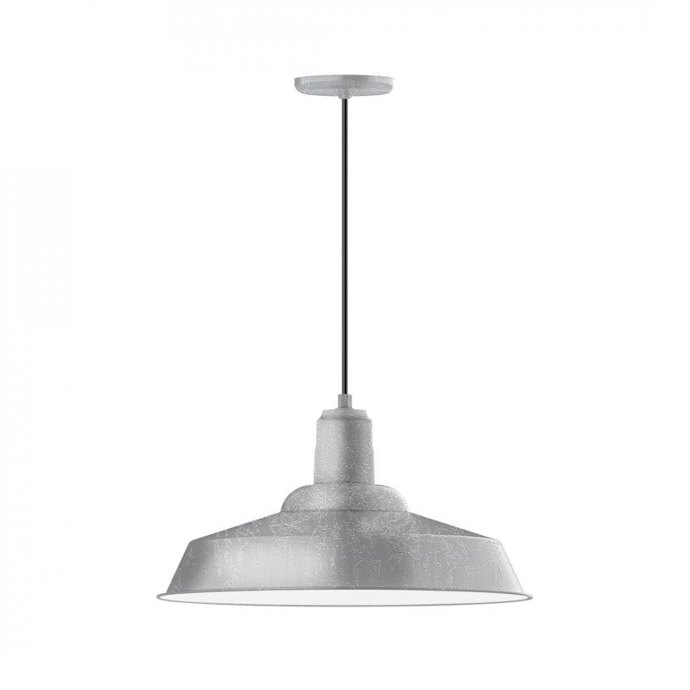 20" Warehouse shade, LED Pendant with black cord and canopy, Painted Galvanized