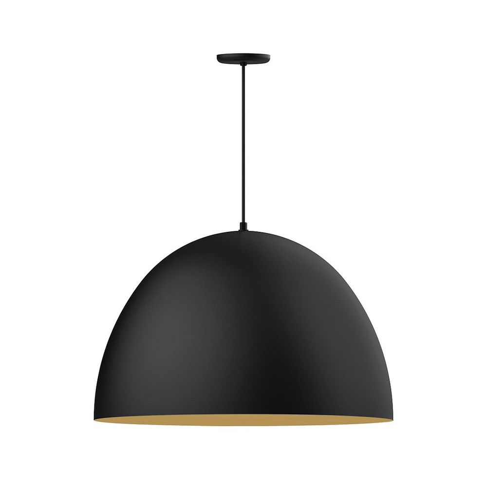 30" XL Choices Deep Dome Shade, medium base, black cord with canopy, Black with Gold Matte Inter