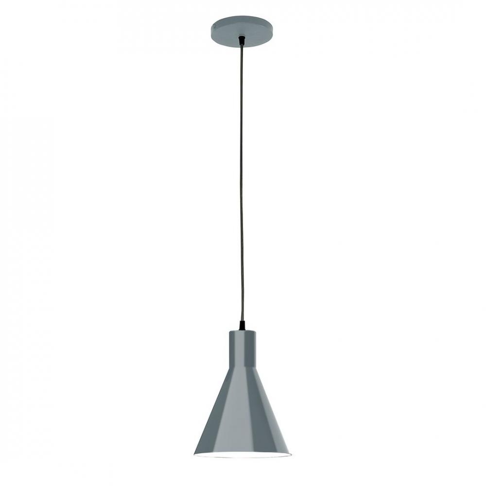 8" J-Series shade, polished copper fabric cord with canopy, Slate Gray