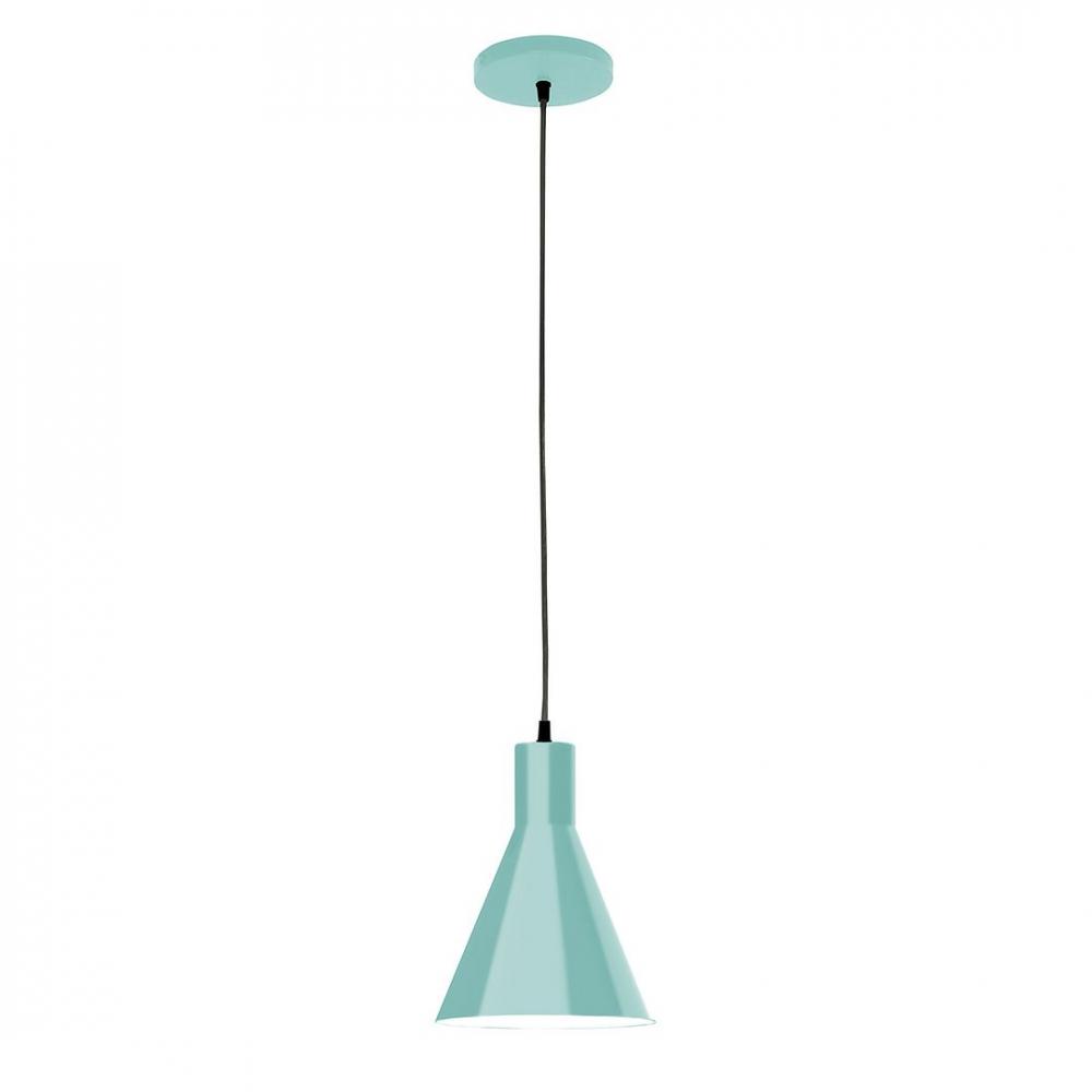 8" J-Series shade, black cord with canopy, Sea Green