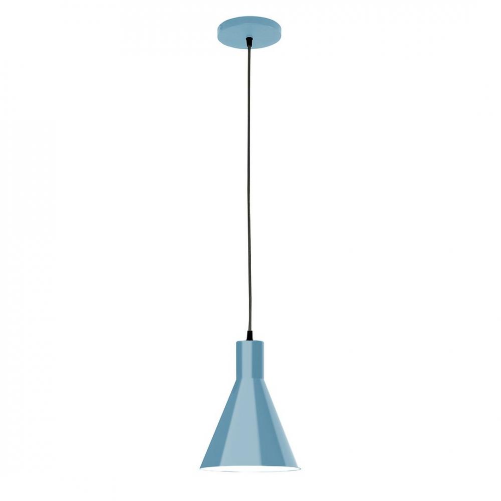 8" J-Series shade, polished copper fabric cord with canopy, Light Blue