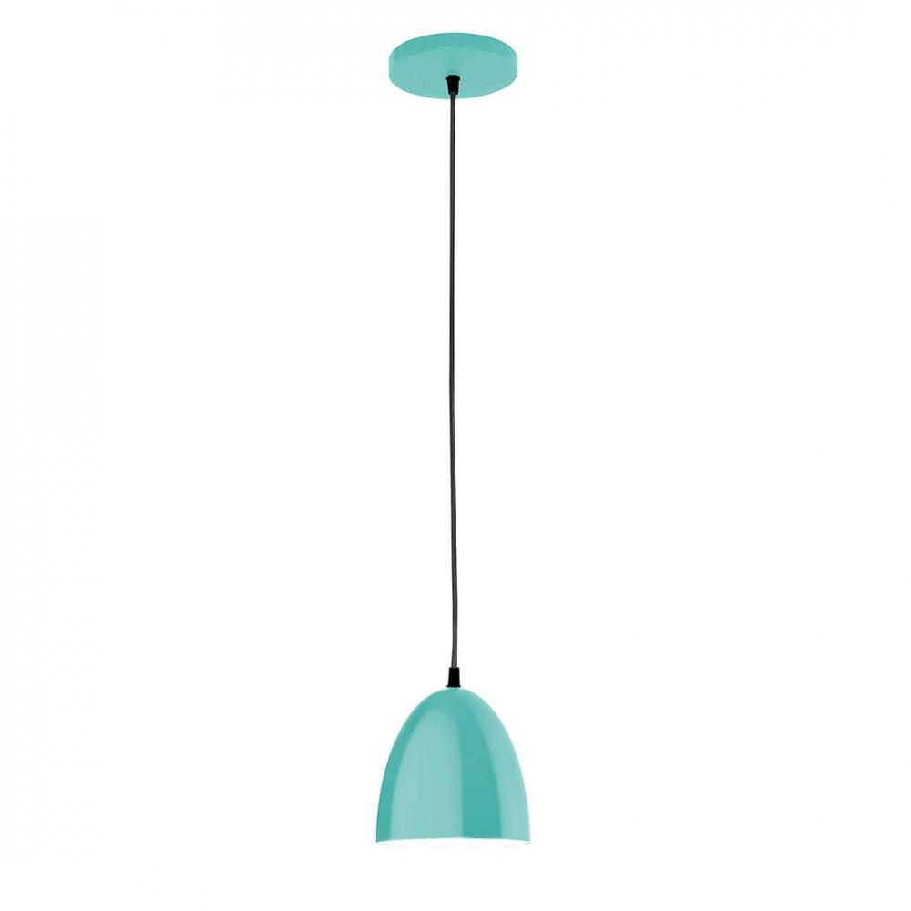 6" J-Series shade, polished copper fabric cord with canopy, Sea Green