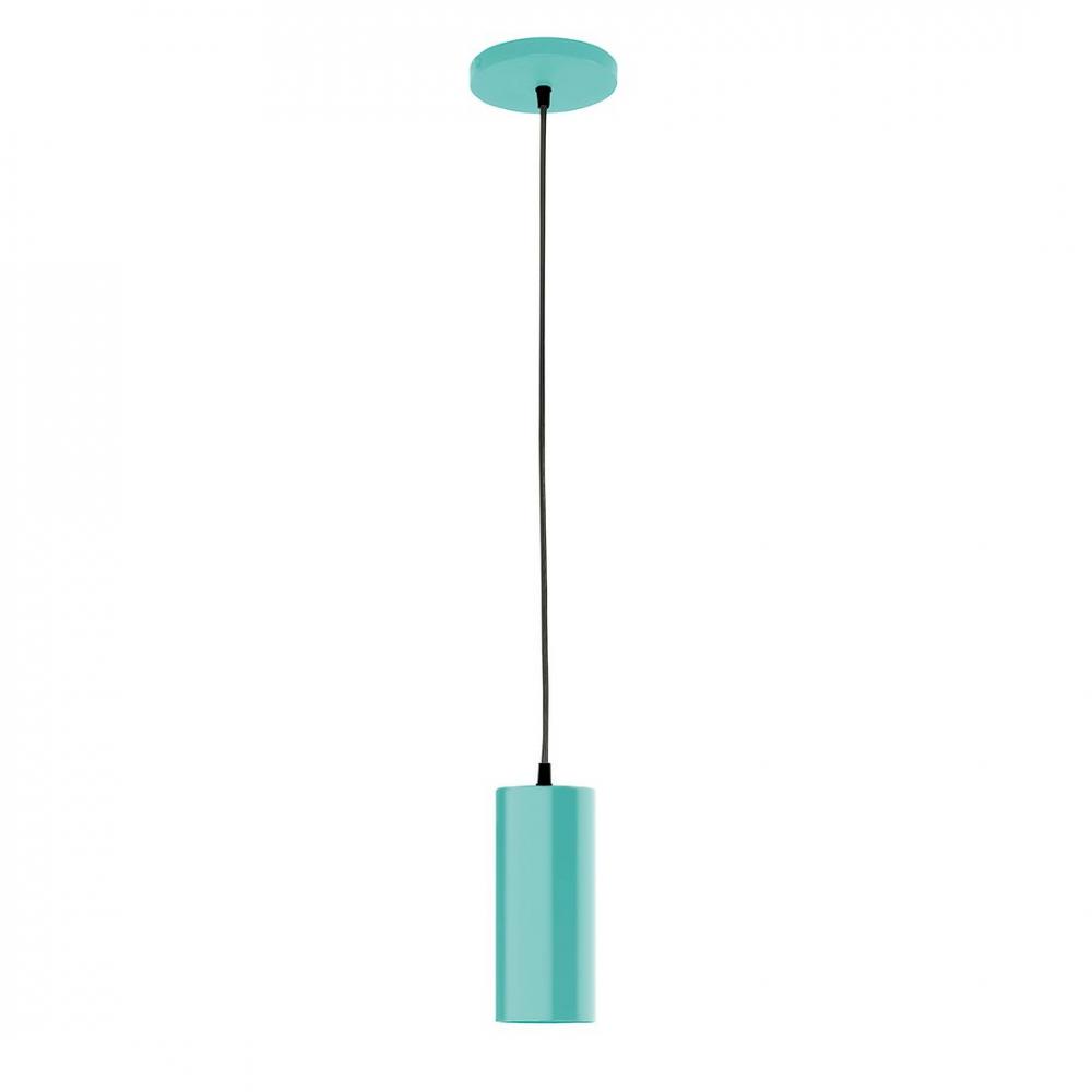 3.5" J-Series shade, polished copper fabric cord with canopy, Sea Green