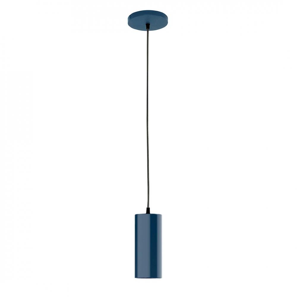 3.5" J-Series shade, polished copper fabric cord with canopy, Navy