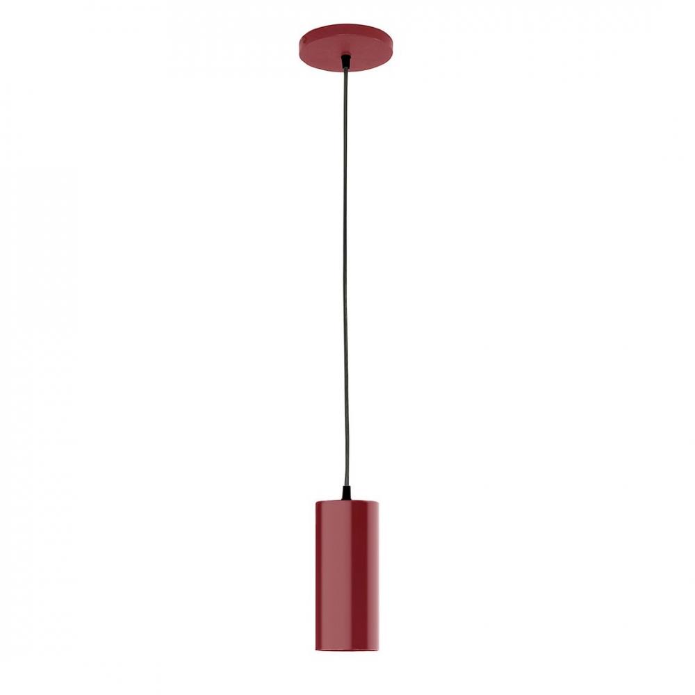 3.5" J-Series shade, polished copper fabric cord with canopy, Barn Red