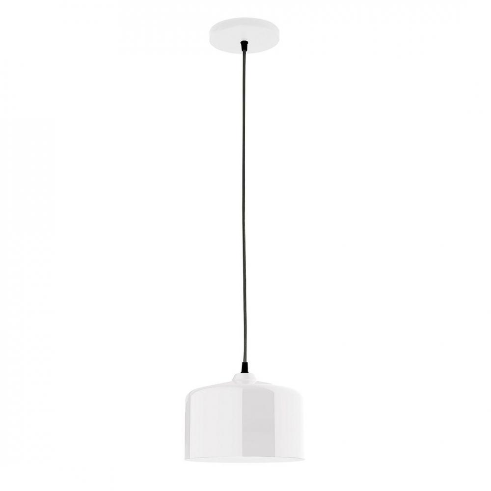 8.5" J-Series shade, black cord with canopy, White