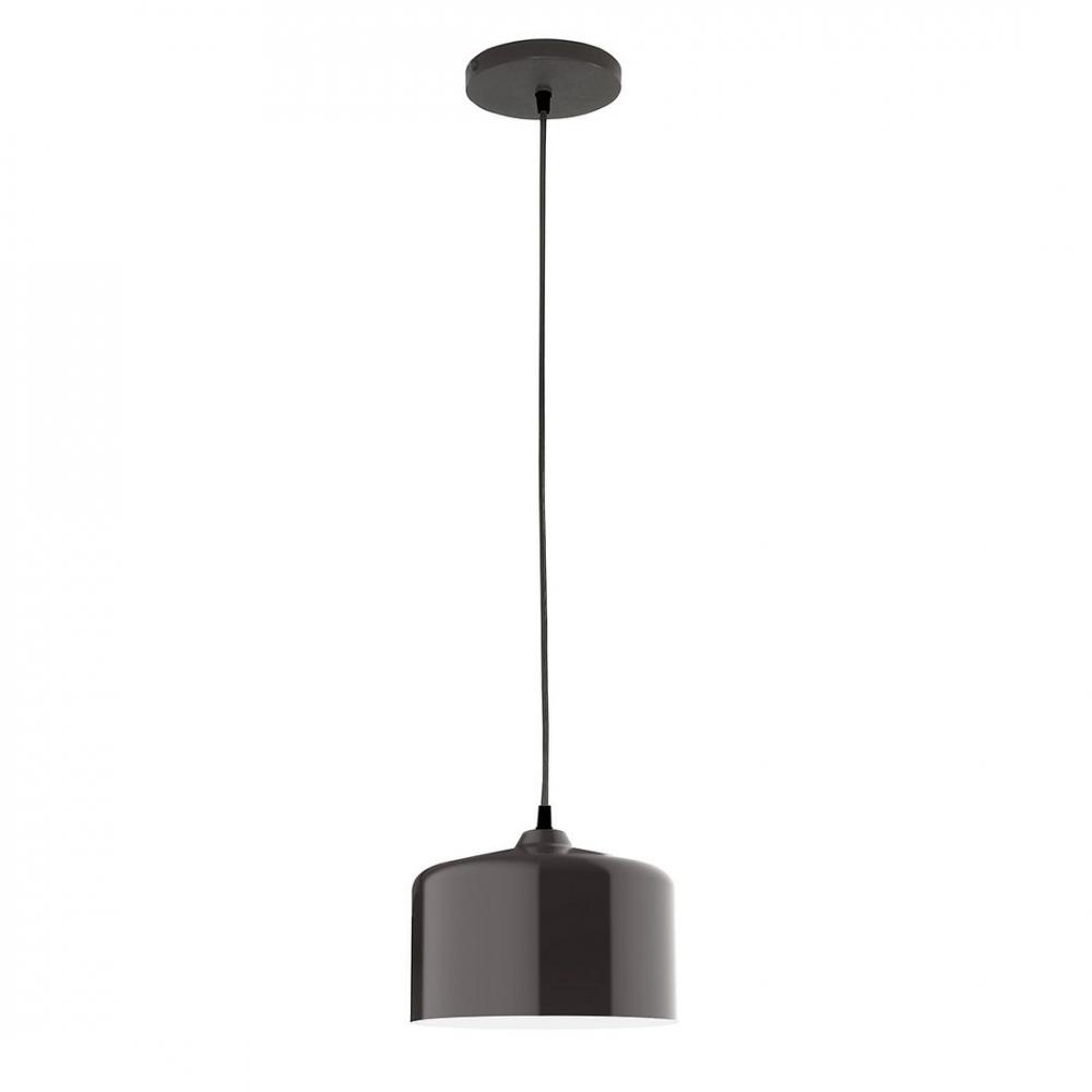 8.5" J-Series shade, black solid fabric cord with canopy, Architectural Bronze