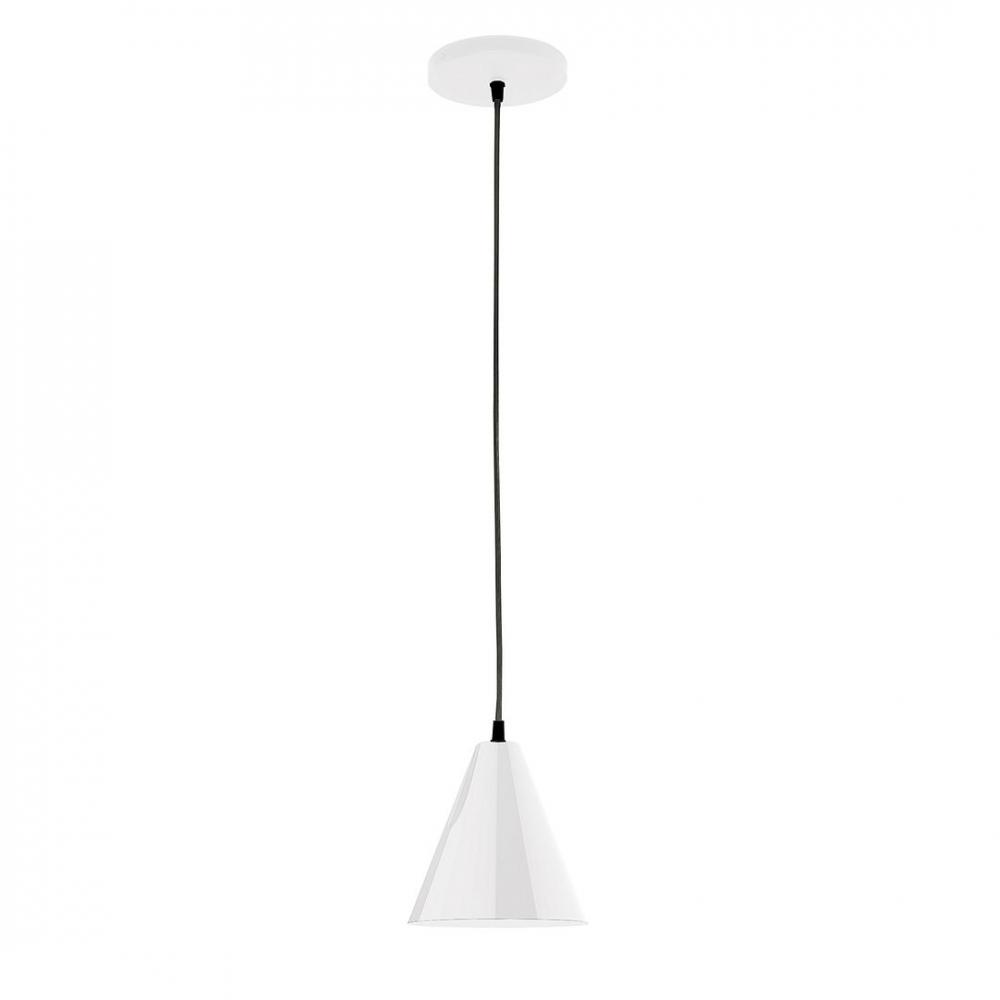 8" J-Series shade, black cord with canopy, White