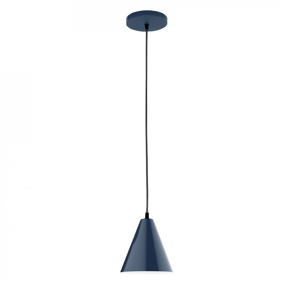 8" J-Series shade, gray solid fabric cord with canopy, Navy