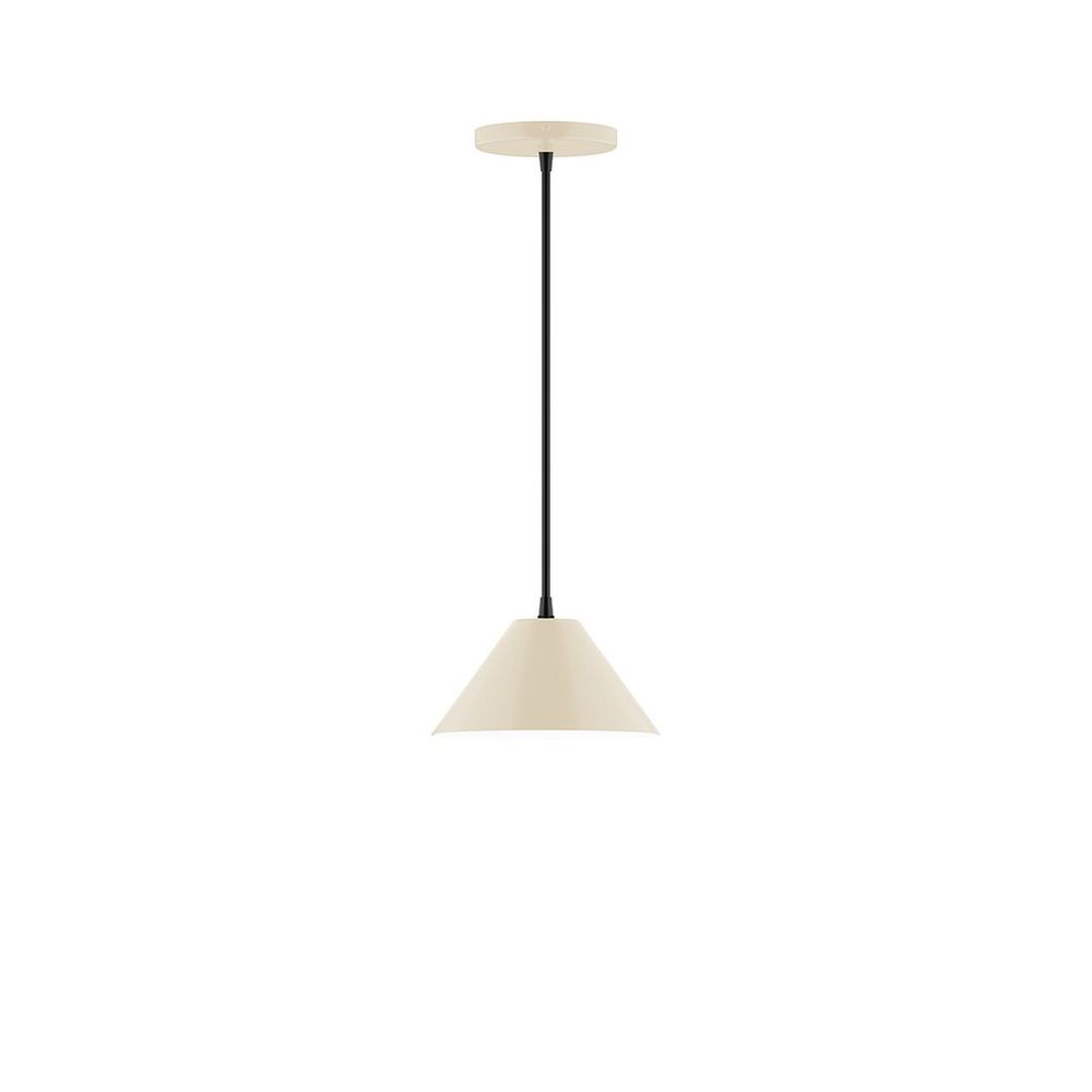 8" Axis Mini Cone LED Pendant, gray fabric cord with canopy, Cream