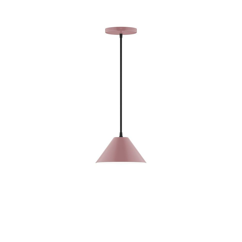 8" Axis Mini Cone LED Pendant, white fabric cord with canopy, Mauve