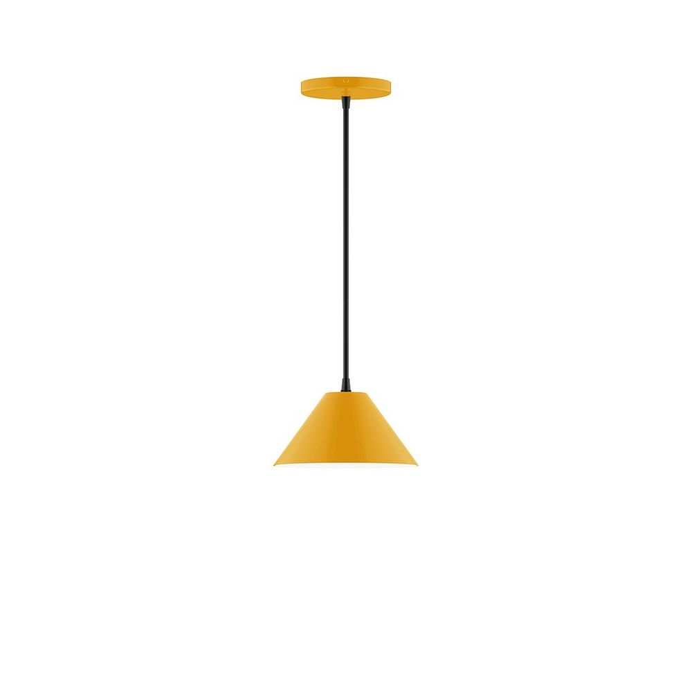 8" Axis Mini Cone LED Pendant, gray fabric cord with canopy, Bright Yellow