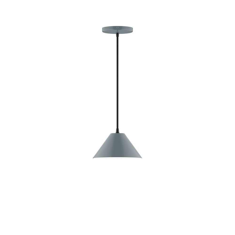 8" Axis Mini Cone LED Pendant, white fabric cord with canopy, Slate Gray