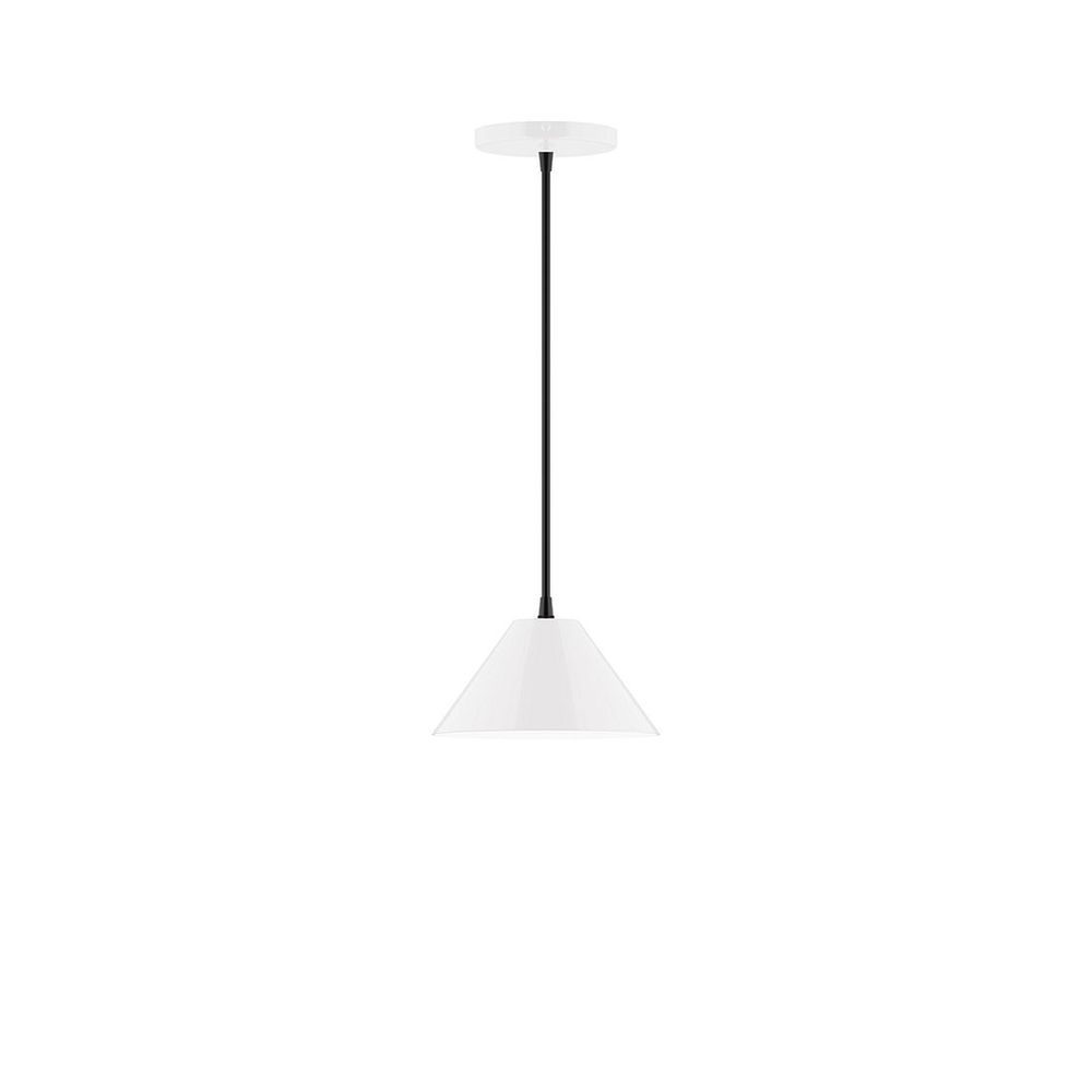 8" Axis Mini Cone LED Pendant, white fabric cord with canopy, White