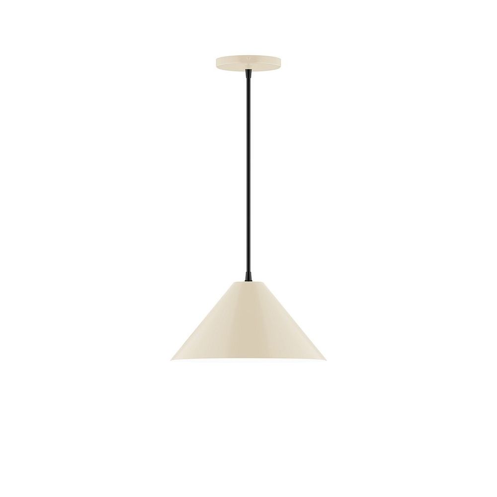 12" Axis Cone LED Pendant, white fabric cord with canopy, Cream