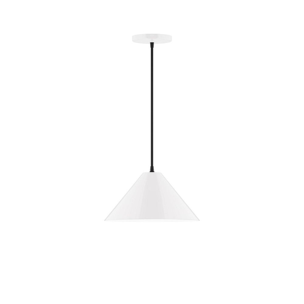 12" Axis Cone LED Pendant, gray fabric cord with canopy, White