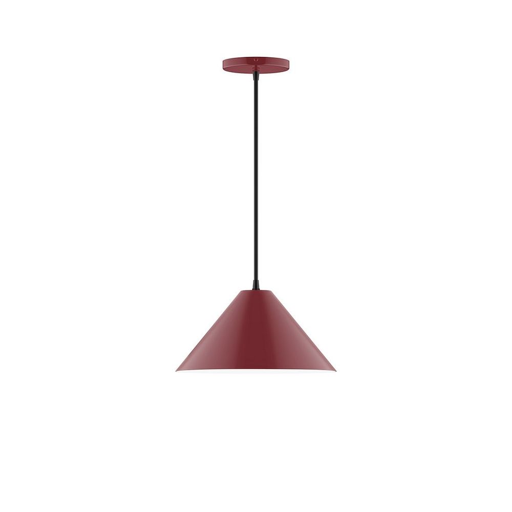 12" Axis Cone LED Pendant, gray fabric cord with canopy, Barn Red