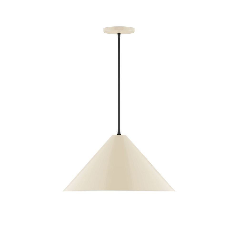 18" Axis Cone LED Pendant, white fabric cord with canopy, Cream