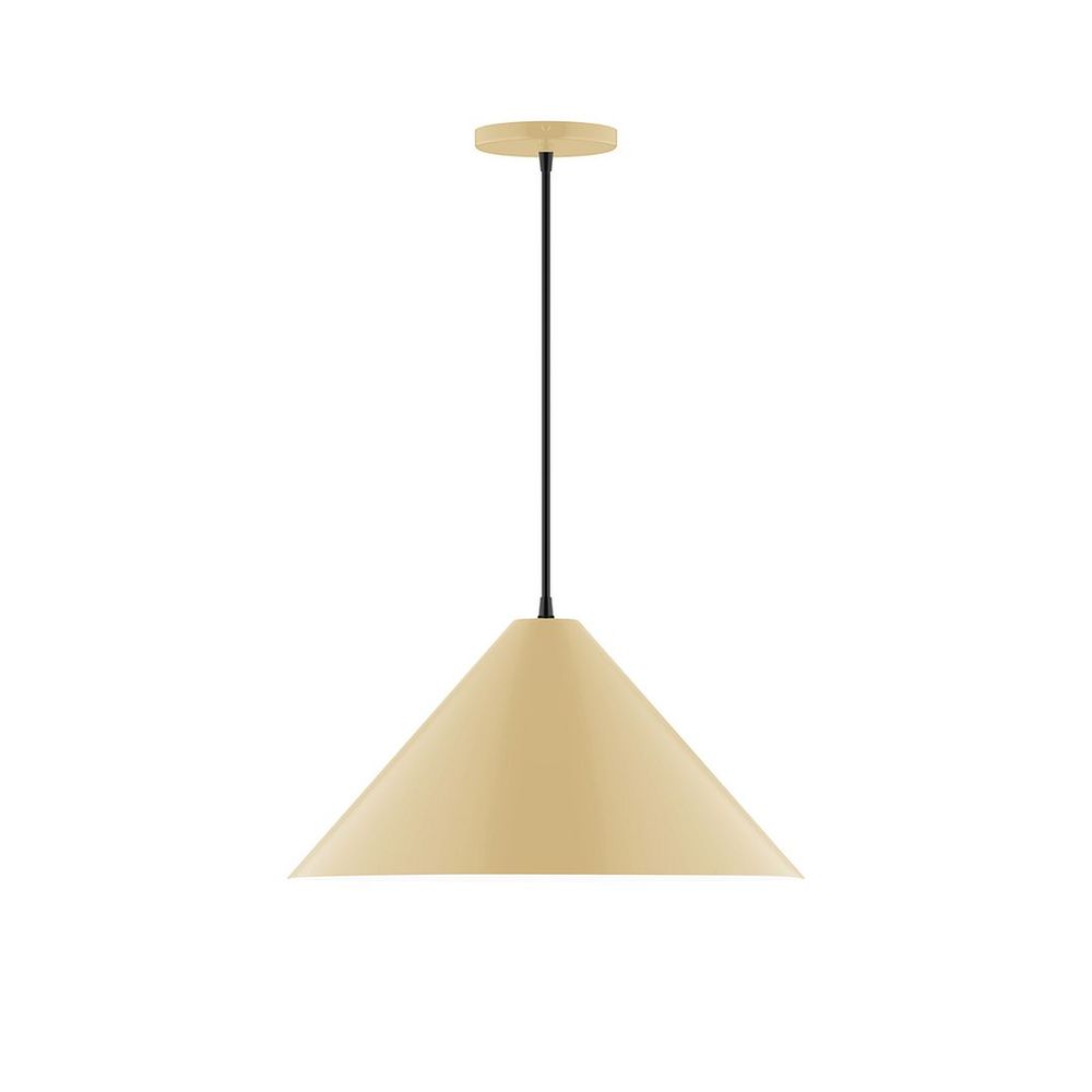 18" Axis Cone LED Pendant, ivory fabric cord with canopy, Ivory