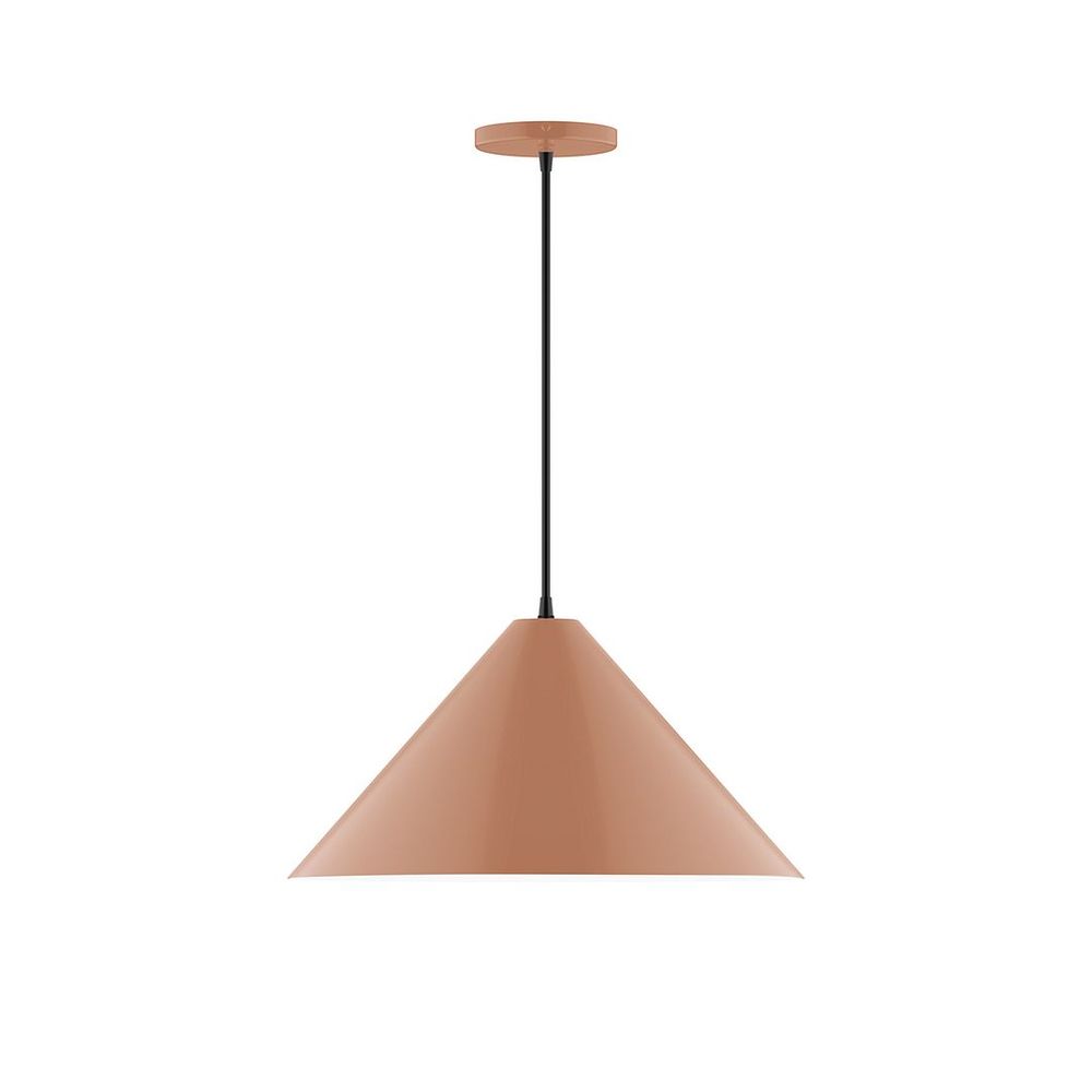 18" Axis Cone LED Pendant, white fabric cord with canopy, Terracotta