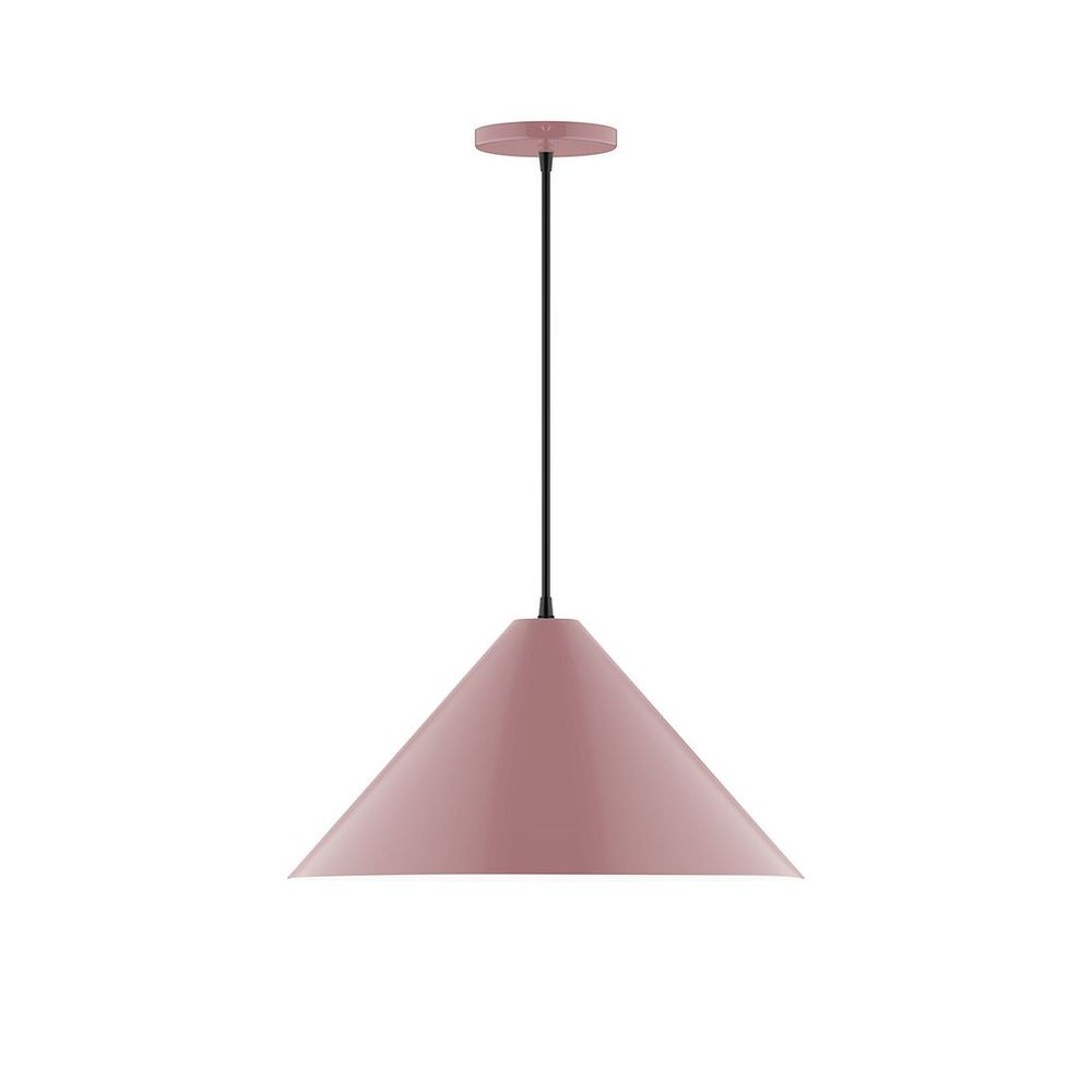 18" Axis Cone LED Pendant, black fabric cord with canopy, Mauve