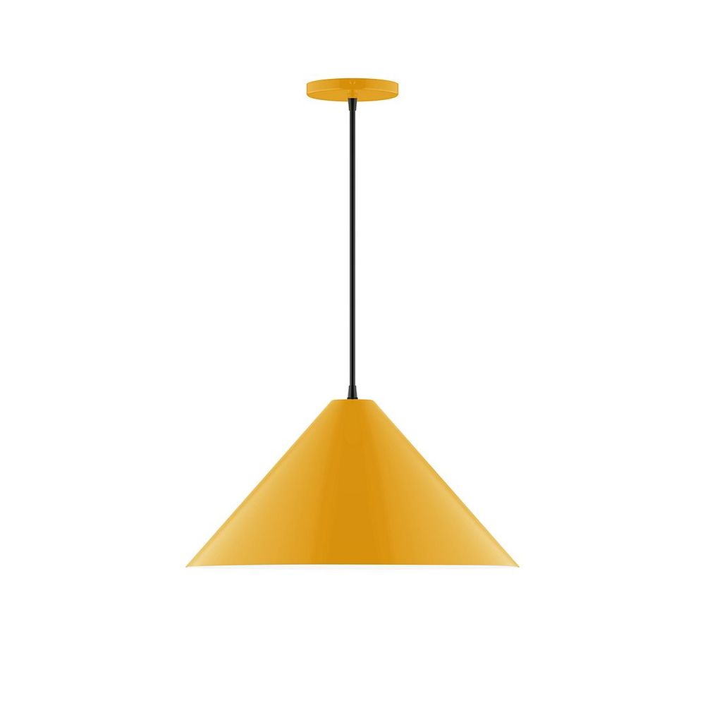 18" Axis Cone LED Pendant, cool tweed fabric cord with canopy, Bright Yellow