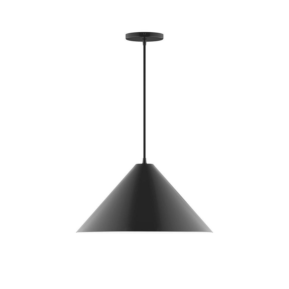 18" Axis Cone LED Pendant, gray fabric cord with canopy, Black