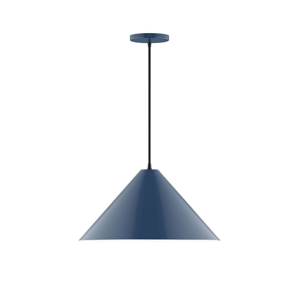 18" Axis Cone LED Pendant, navy mini tweed fabric cord with canopy, Navy