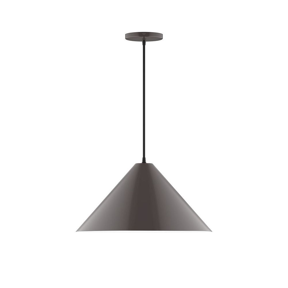 18" Axis Cone LED Pendant, neutral argyle fabric cord with canopy, Architectural Bronze