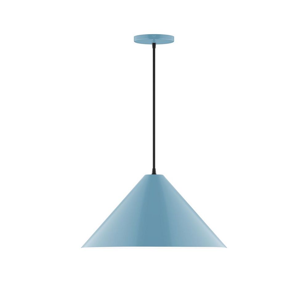 18" Axis Cone LED Pendant, white cord with canopy, Light Blue