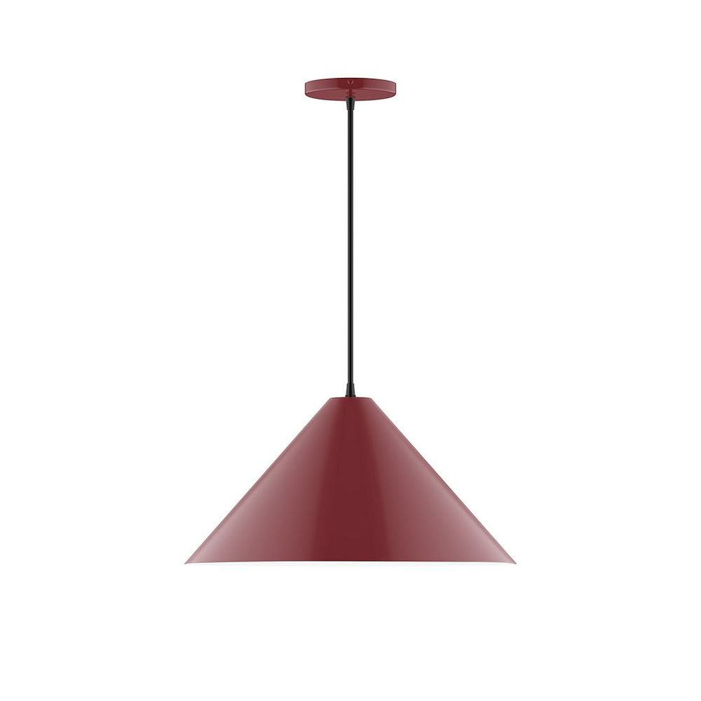 18" Axis Cone LED Pendant, white cord with canopy, Barn Red