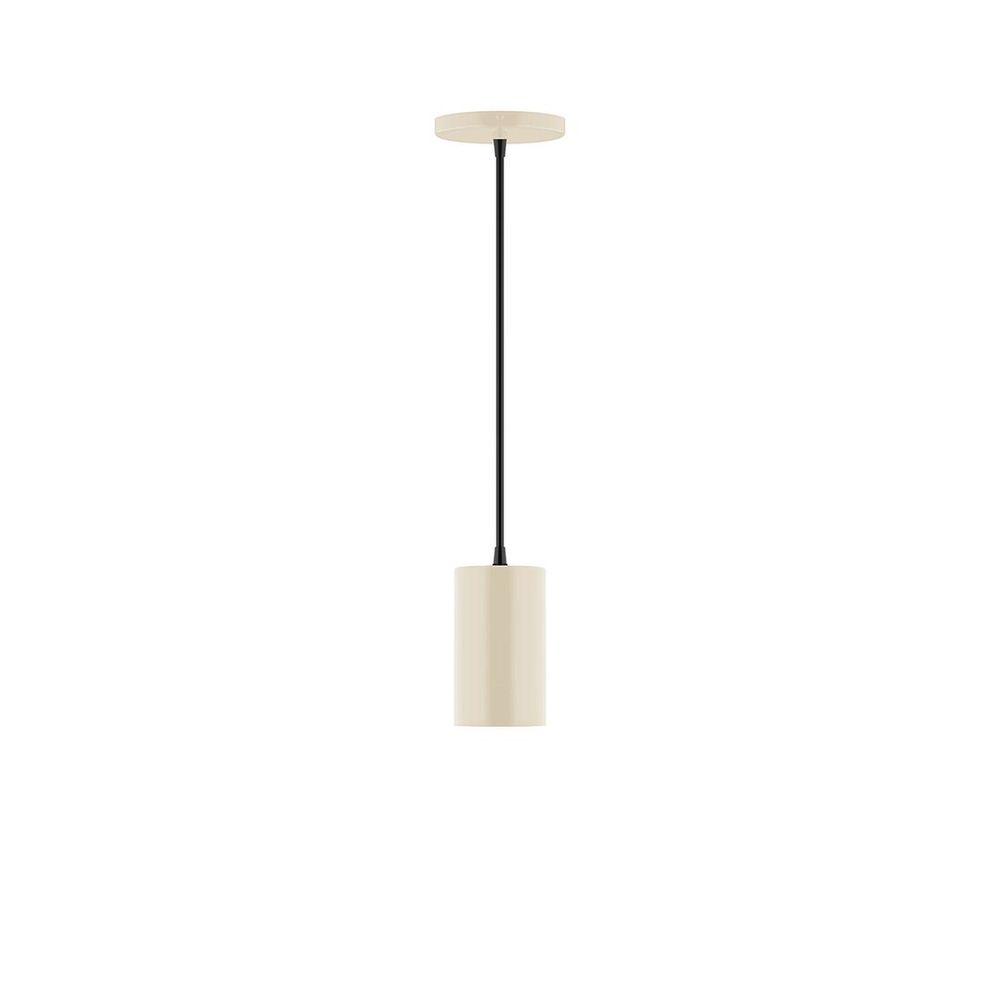 3.5" x 6" Axis Mini Cylinder LED Pendant, polished copper fabric cord with canopy, Cream