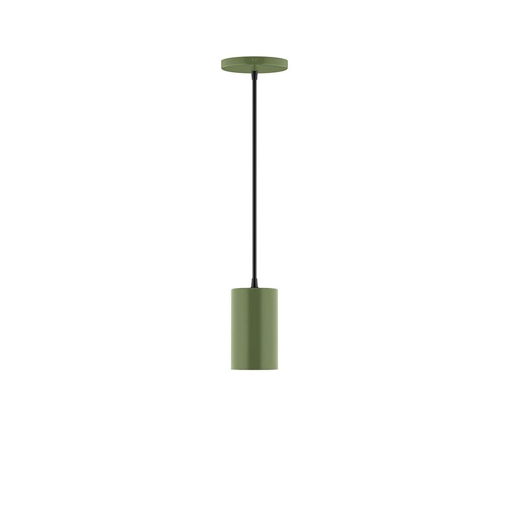 3.5" x 6" Axis Mini Cylinder LED Pendant, polished copper fabric cord with canopy, Fern Gree