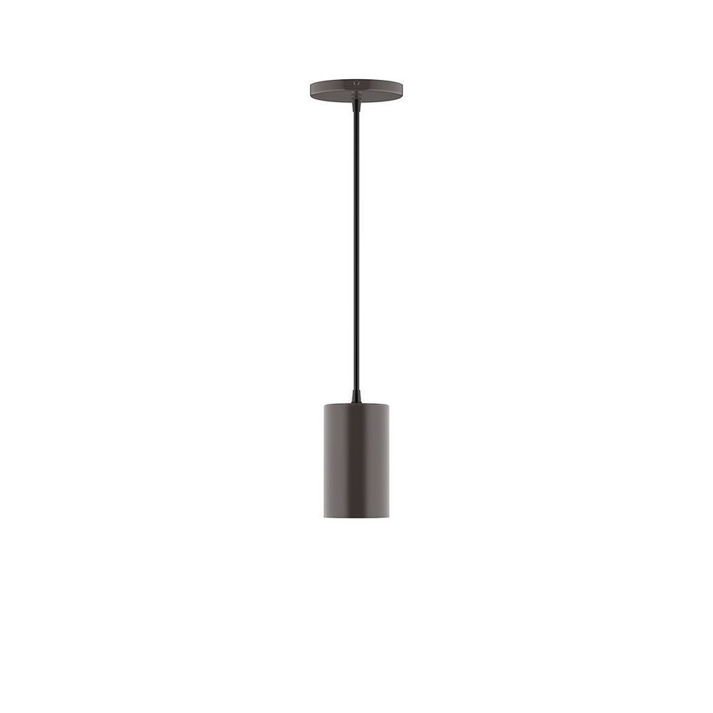 3.5" x 6" Axis Mini Cylinder LED Pendant, white cord with canopy, Architectural Bronze