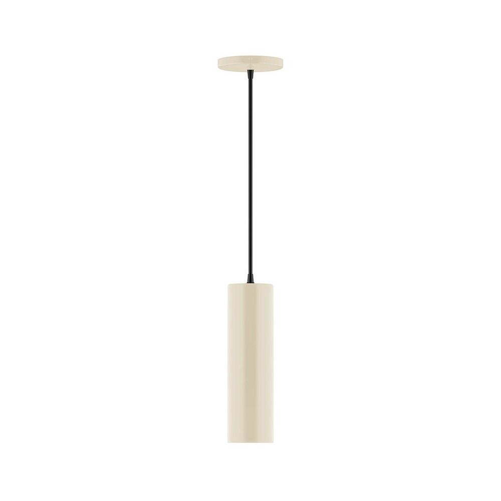 3.5" x 12" Axis Mini Cylinder LED Pendant, neutral argyle fabric cord with canopy, Cream