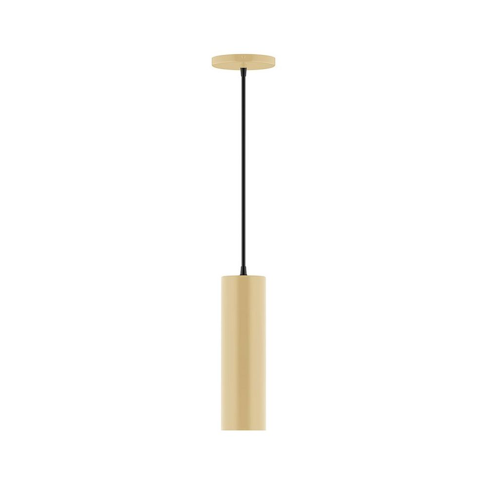 3.5" x 12" Axis Mini Cylinder LED Pendant, neutral argyle fabric cord with canopy, Ivory