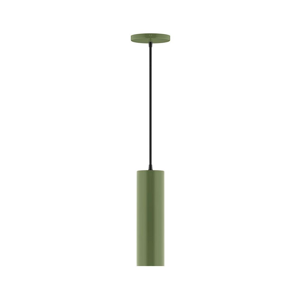 3.5" x 12" Axis Mini Cylinder LED Pendant, neutral argyle fabric cord with canopy, Fern Gree